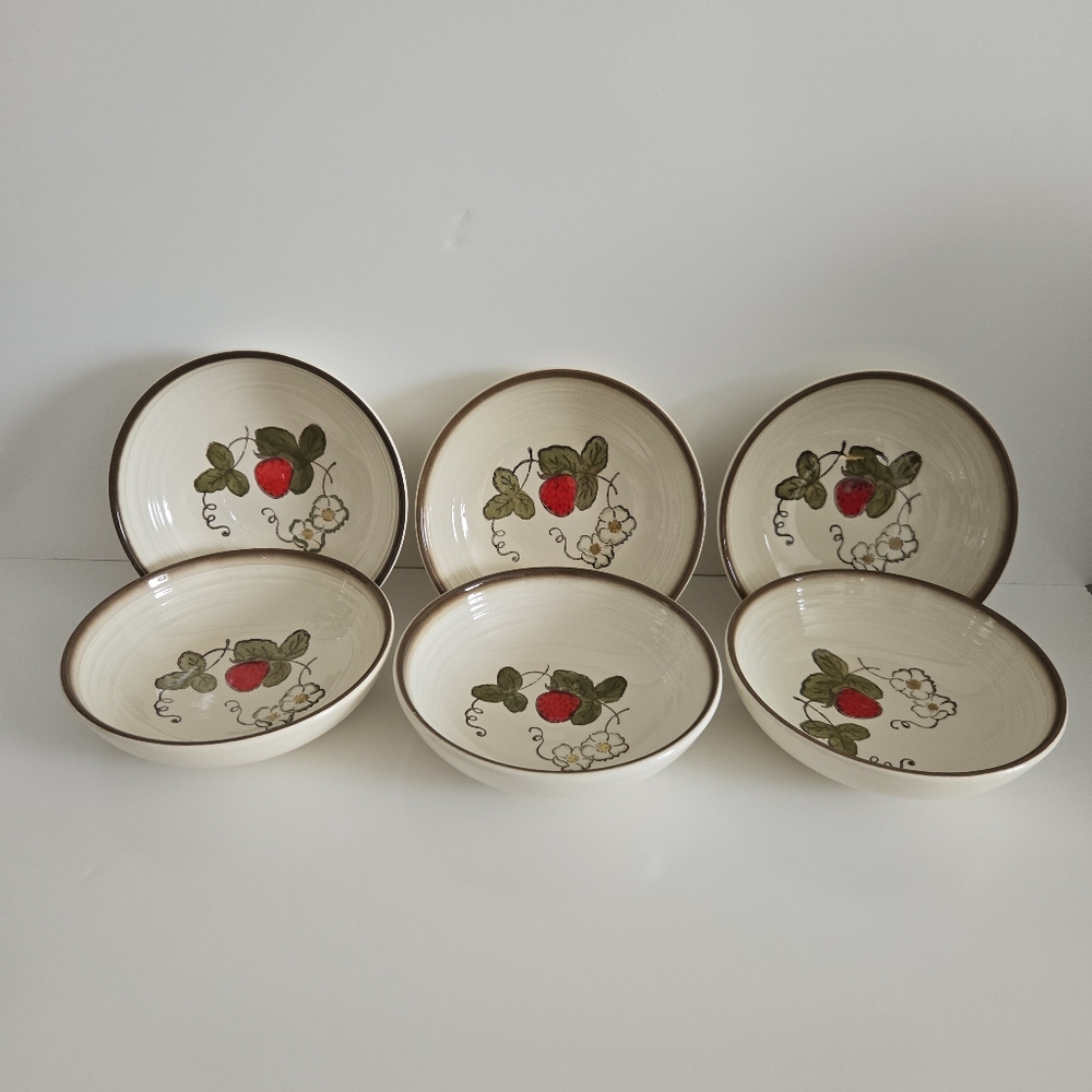 Set Of 6 Metlox Poppy Trail California Strawberry 7 in. Soup/ Salad Bowls